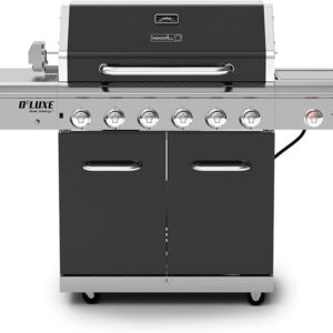Nexgrill Deluxe 6-Burner Propane Gas Grill in Mocha with Ceramic Searing Side Burner and Rotisserie Kit