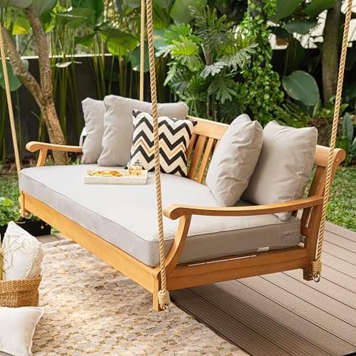 Sunday Porch Swing with Cushions - Whitewash - Ballard Designs