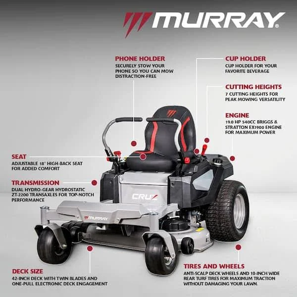 Murray Cruz 42 in. 19.0 HP 540cc EX1900 Series Briggs and Stratton Engine Mower